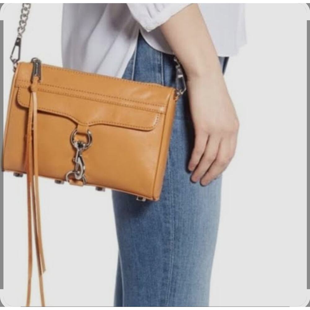 Rebecca Minkoff Mini M.A.C. Leather Crossbody Shoulder Bag Papaya Rocker Chic
